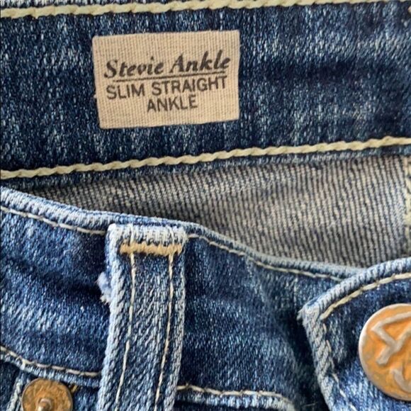 AG Stevie Ankle Slim Straight Distressed Jeans Stretch Medium Wash Blue 26 - Picture 11 of 13